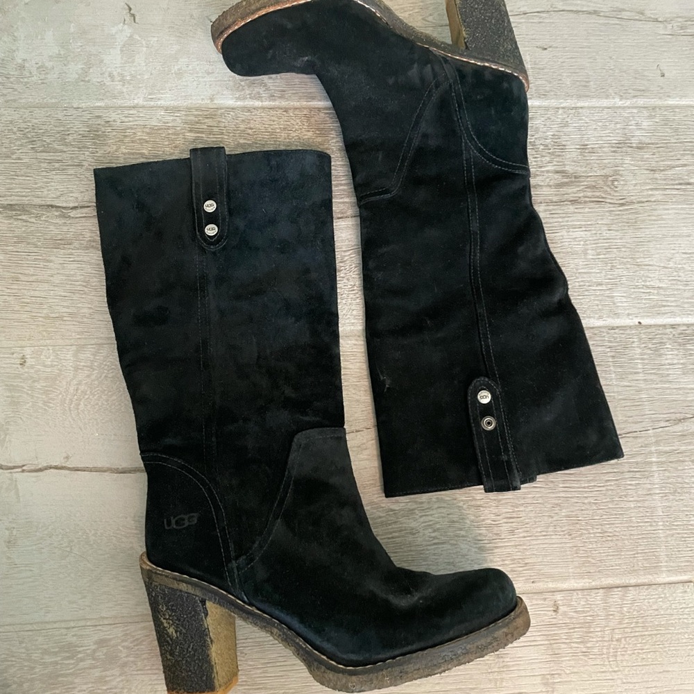 UGG Tall Black Boots - suede leather size 8